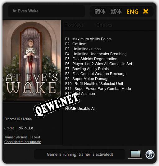 At Eves Wake: ТРЕЙНЕР И ЧИТЫ (V1.0.12)
