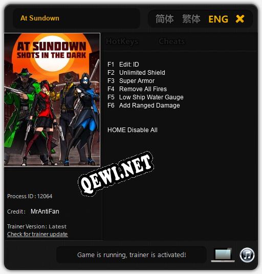 Трейнер для At Sundown [v1.0.9]
