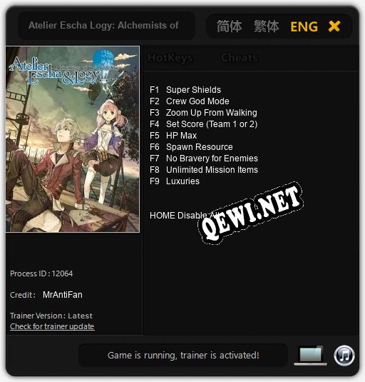 Трейнер для Atelier Escha Logy: Alchemists of the Dusk Sky [v1.0.1]