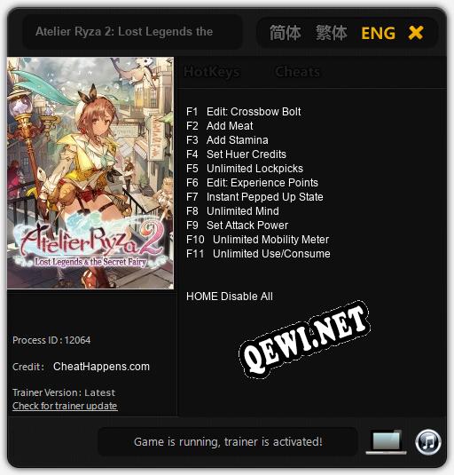 Atelier Ryza 2: Lost Legends the Secret Fairy: Трейнер +11 [v1.6]