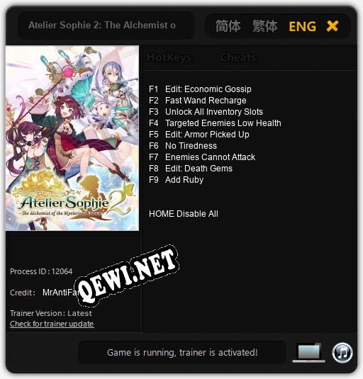 Трейнер для Atelier Sophie 2: The Alchemist of the Mysterious Dream [v1.0.8]