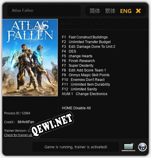 Atlas Fallen: ТРЕЙНЕР И ЧИТЫ (V1.0.81)