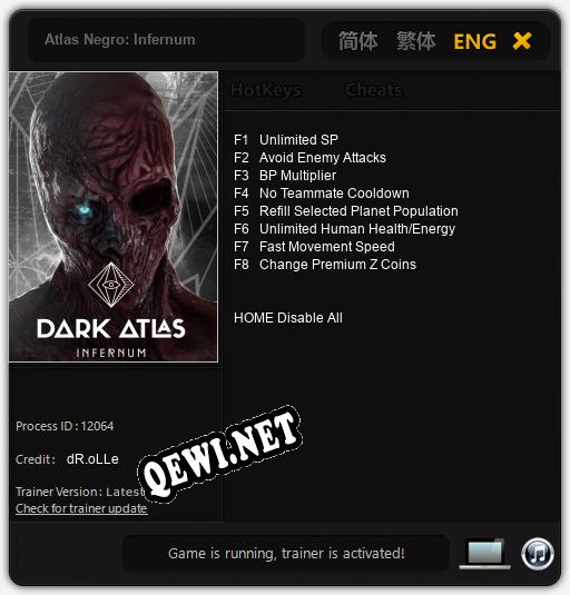 Трейнер для Atlas Negro: Infernum [v1.0.8]