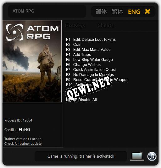 ATOM RPG: ТРЕЙНЕР И ЧИТЫ (V1.0.73)