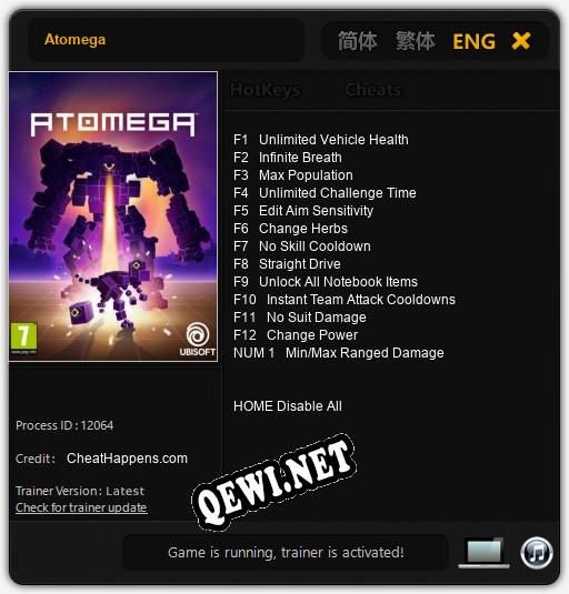 Atomega: ТРЕЙНЕР И ЧИТЫ (V1.0.11)