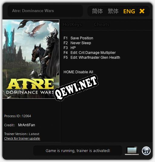 Трейнер для Atre: Dominance Wars [v1.0.4]