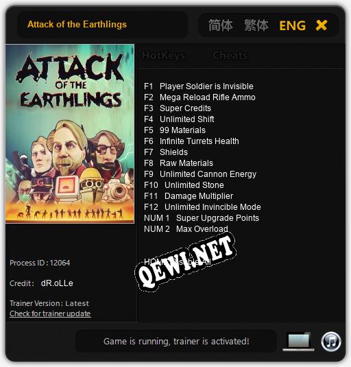 Трейнер для Attack of the Earthlings [v1.0.7]
