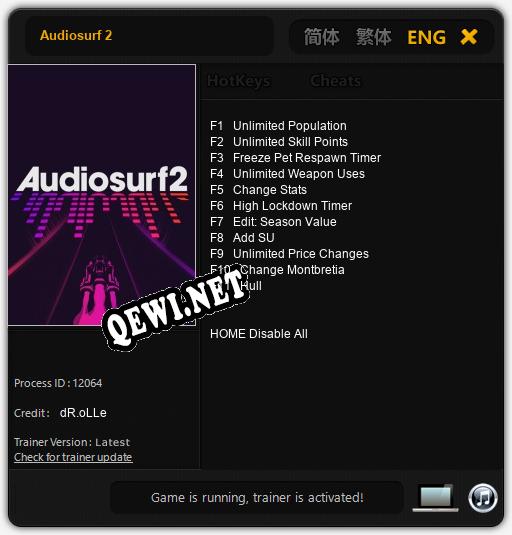 Audiosurf 2: Трейнер +11 [v1.2]