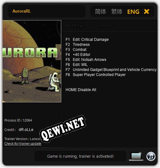 AuroraRL: Трейнер +8 [v1.3]
