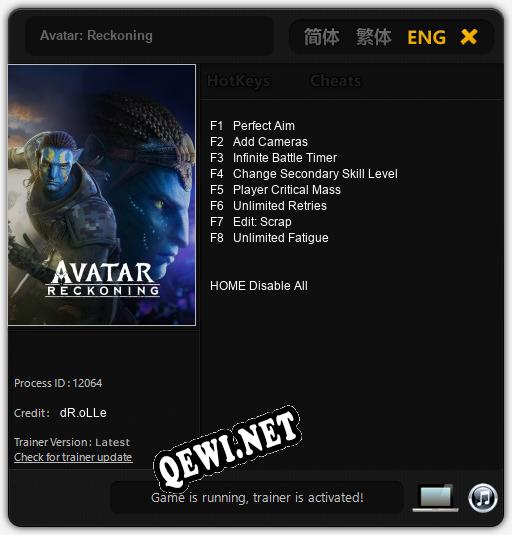 Трейнер для Avatar: Reckoning [v1.0.2]