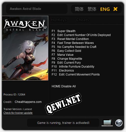 Awaken Astral Blade: Читы, Трейнер +12 [CheatHappens.com]