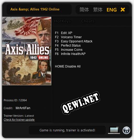 Трейнер для Axis & Allies 1942 Online [v1.0.9]