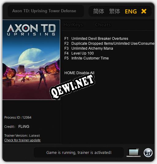 Трейнер для Axon TD: Uprising Tower Defense [v1.0.6]