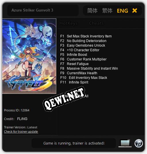 Azure Striker Gunvolt 3: Трейнер +11 [v1.9]