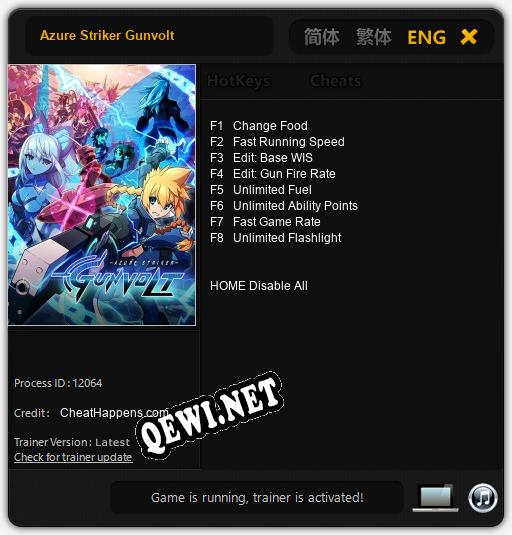 Azure Striker Gunvolt: Читы, Трейнер +8 [CheatHappens.com]