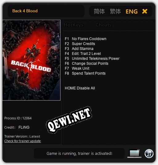Трейнер для Back 4 Blood [v1.0.6]