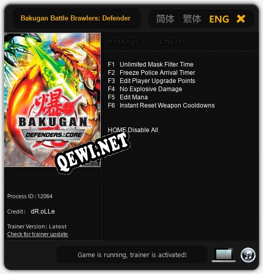 Трейнер для Bakugan Battle Brawlers: Defenders of the Core [v1.0.6]