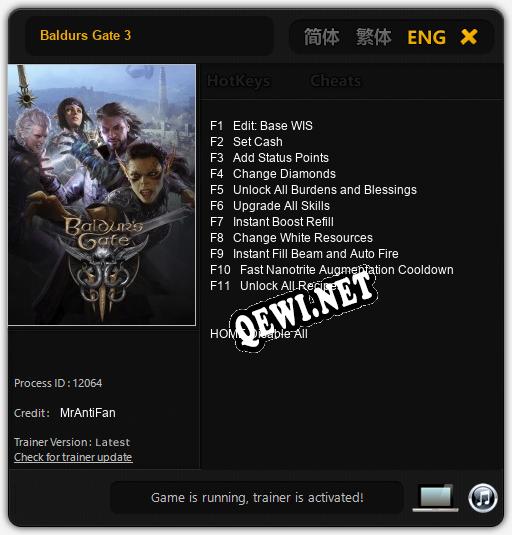 Baldurs Gate 3: Читы, Трейнер +11 [MrAntiFan]