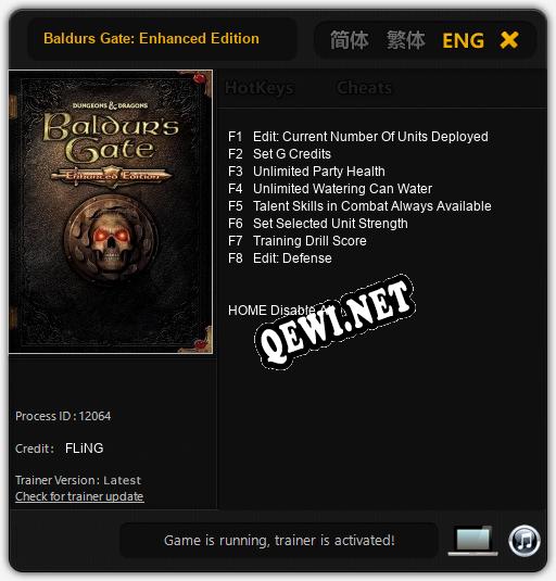 Baldurs Gate: Enhanced Edition: Читы, Трейнер +8 [FLiNG]