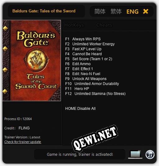 Baldurs Gate: Tales of the Sword Coast: Читы, Трейнер +12 [FLiNG]