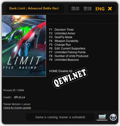 Bank Limit : Advanced Battle Racing: ТРЕЙНЕР И ЧИТЫ (V1.0.69)