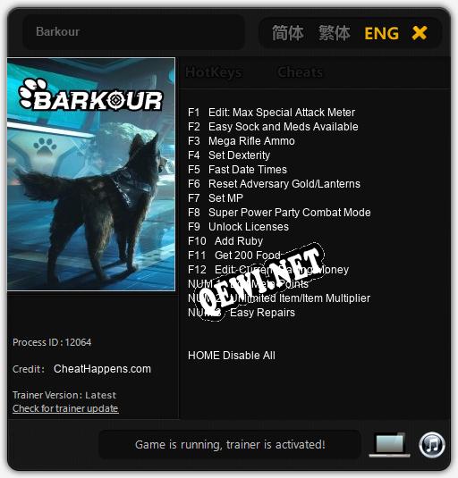 Barkour: Читы, Трейнер +15 [CheatHappens.com]