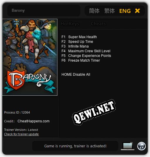 Трейнер для Barony [v1.0.5]