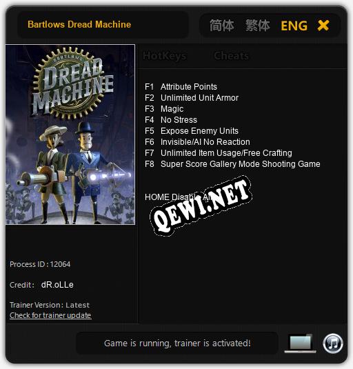 Bartlows Dread Machine: ТРЕЙНЕР И ЧИТЫ (V1.0.37)
