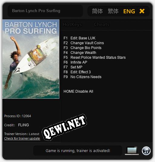 Трейнер для Barton Lynch Pro Surfing [v1.0.9]