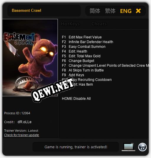Трейнер для Basement Crawl [v1.0.1]