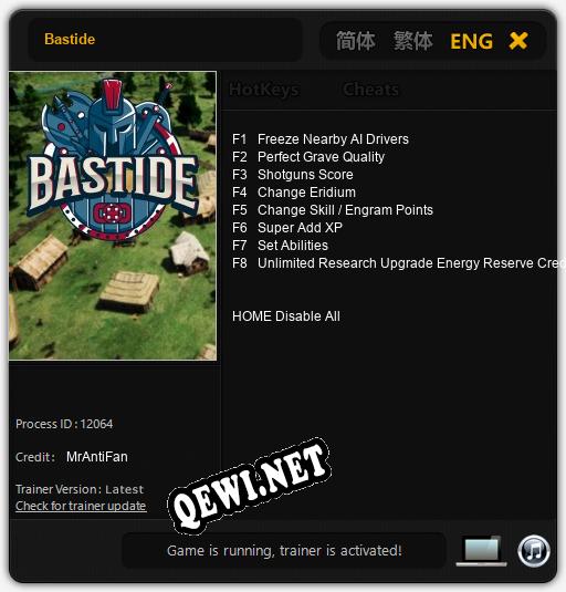 Трейнер для Bastide [v1.0.2]