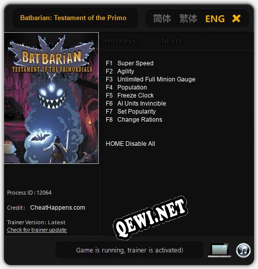 Batbarian: Testament of the Primordials: Читы, Трейнер +8 [CheatHappens.com]