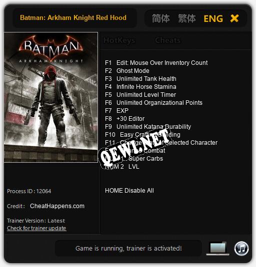 Batman: Arkham Knight Red Hood: Читы, Трейнер +14 [CheatHappens.com]