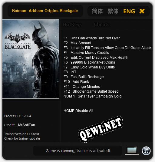 Batman: Arkham Origins Blackgate: Трейнер +13 [v1.9]