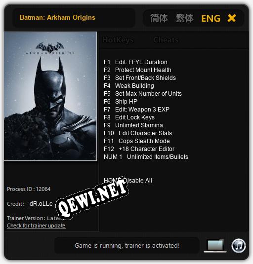 Batman: Arkham Origins: Читы, Трейнер +13 [dR.oLLe]