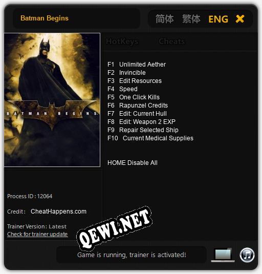 Batman Begins: Читы, Трейнер +10 [CheatHappens.com]