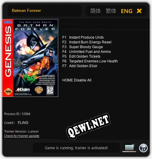 Трейнер для Batman Forever [v1.0.7]