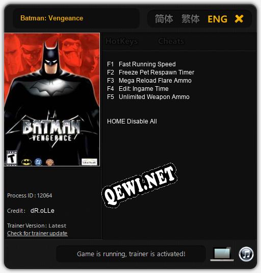 Batman: Vengeance: Читы, Трейнер +9 [MrAntiFan]