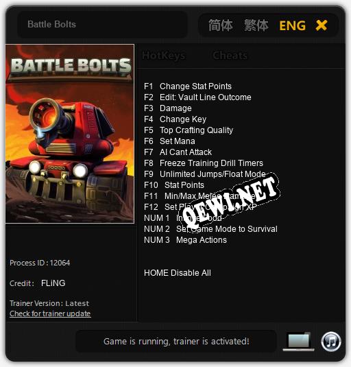 Battle Bolts: Трейнер +15 [v1.7]