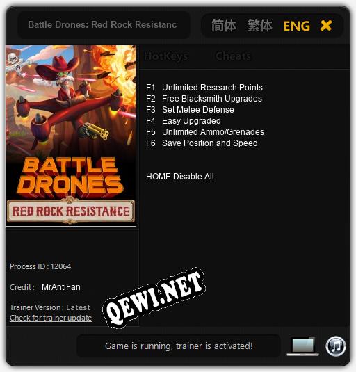 Трейнер для Battle Drones: Red Rock Resistance [v1.0.2]