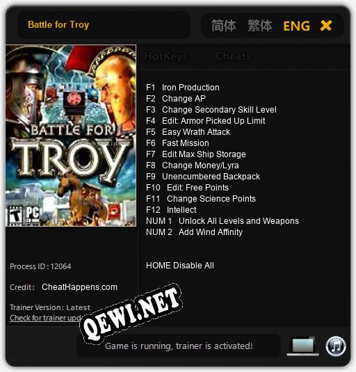 Battle for Troy: Читы, Трейнер +14 [CheatHappens.com]