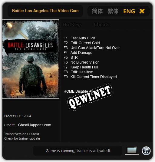 Трейнер для Battle: Los Angeles The Video Game [v1.0.9]