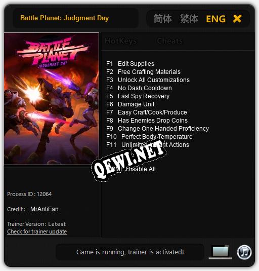 Battle Planet: Judgment Day: Читы, Трейнер +11 [MrAntiFan]