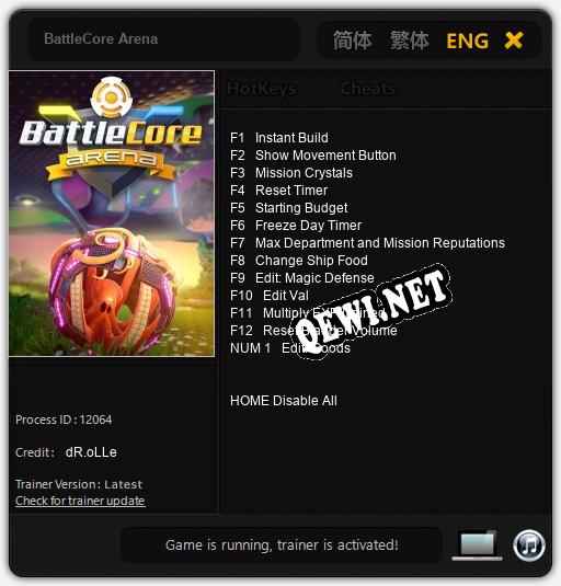 Трейнер для BattleCore Arena [v1.0.6]