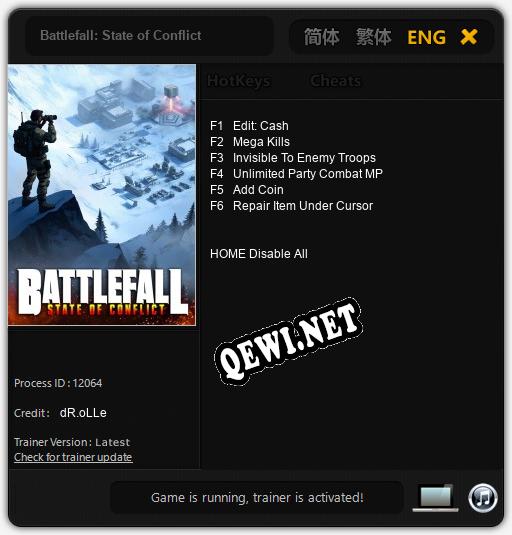 Трейнер для Battlefall: State of Conflict [v1.0.3]
