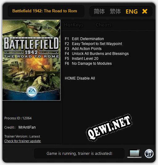 Battlefield 1942: The Road to Rome: Трейнер +6 [v1.1]