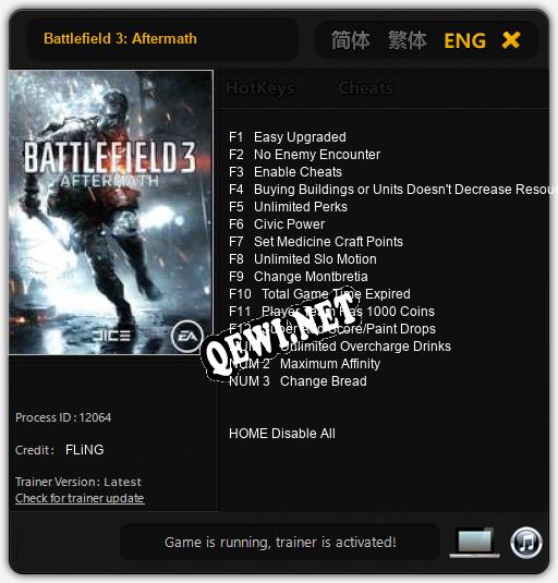 Трейнер для Battlefield 3: Aftermath [v1.0.6]