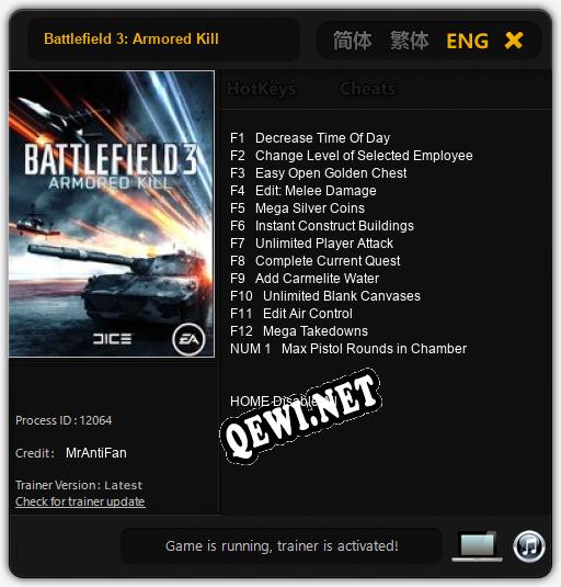 Battlefield 3: Armored Kill: Читы, Трейнер +13 [MrAntiFan]