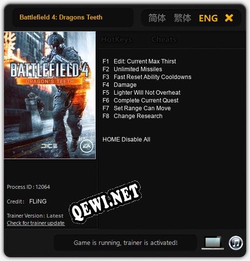 Трейнер для Battlefield 4: Dragons Teeth [v1.0.6]
