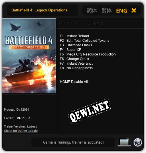 Трейнер для Battlefield 4: Legacy Operations [v1.0.5]